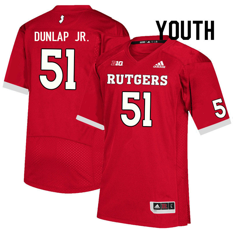 Youth #51 Curtis Dunlap Jr. Rutgers Scarlet Knights College Football Jerseys Sale-Scarlet - Click Image to Close